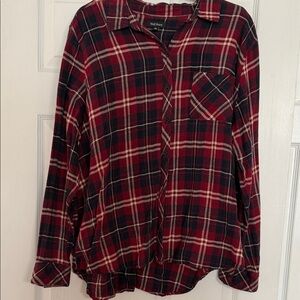 Well Worn Red and Black Plaid Button Down Shirt